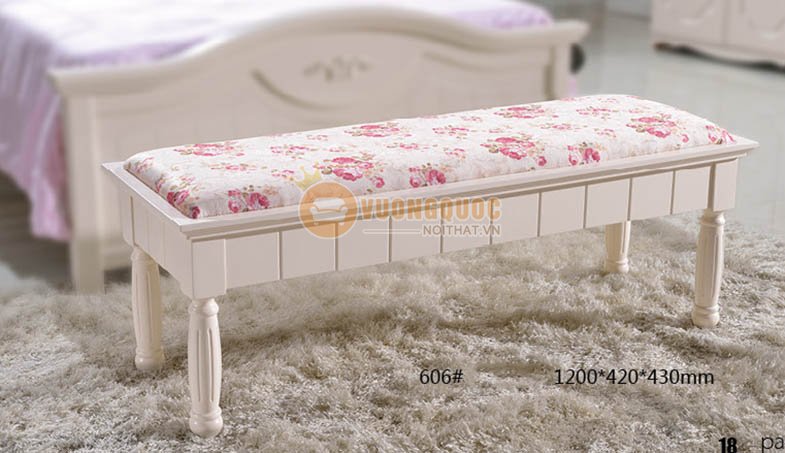 Ghế cuối giường nhập khẩu hoa văn hồng nhẹ nhàng gdj606c-1